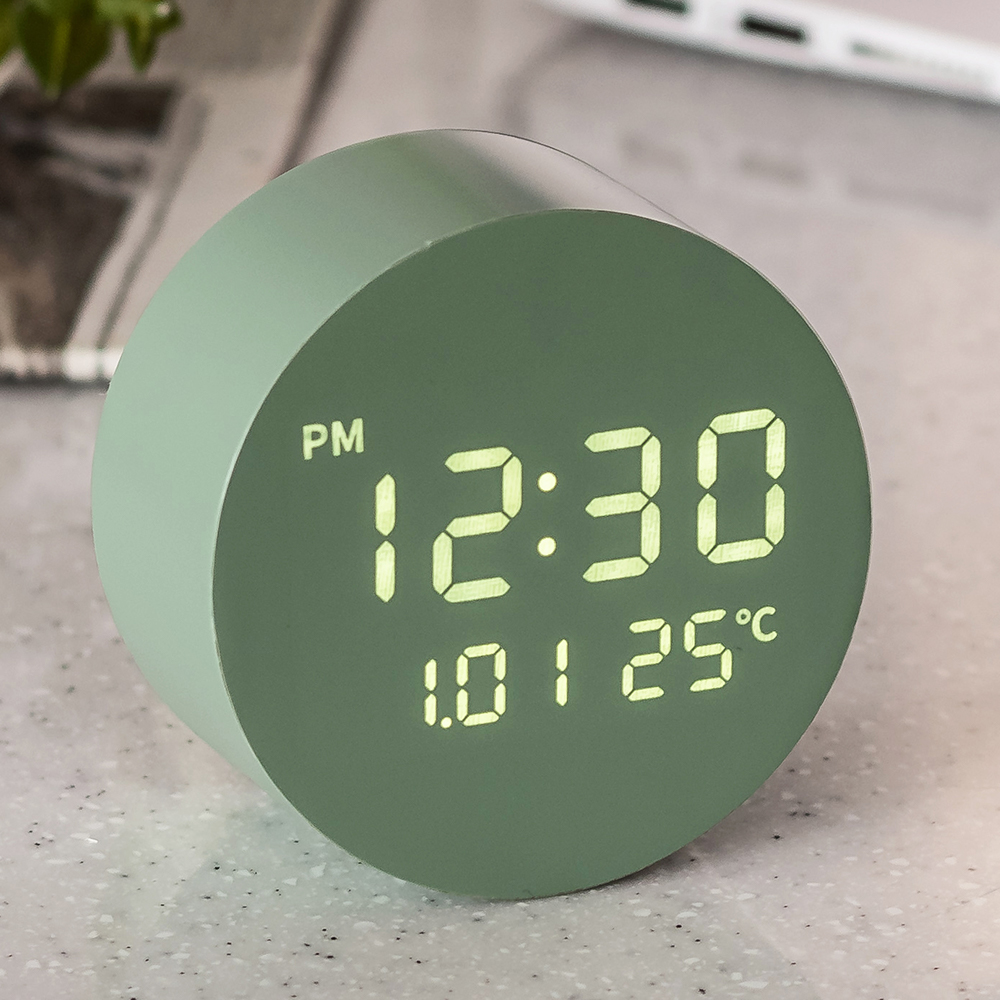 플라이토 문폴 우드 인테리어 LED 탁상시계 디지털 알람 전자 무소음 예쁜 테이블 책상 협탁 시계