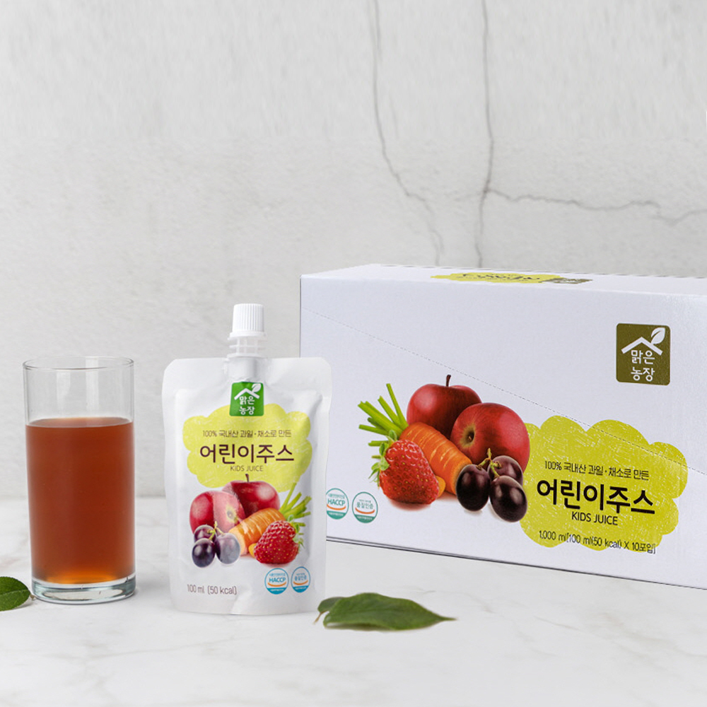 맑은농장 아기 어린이주스 국내 과채100%착즙, 무설탕 음료 간식 100ml, 10개 - 상세 이미지 4