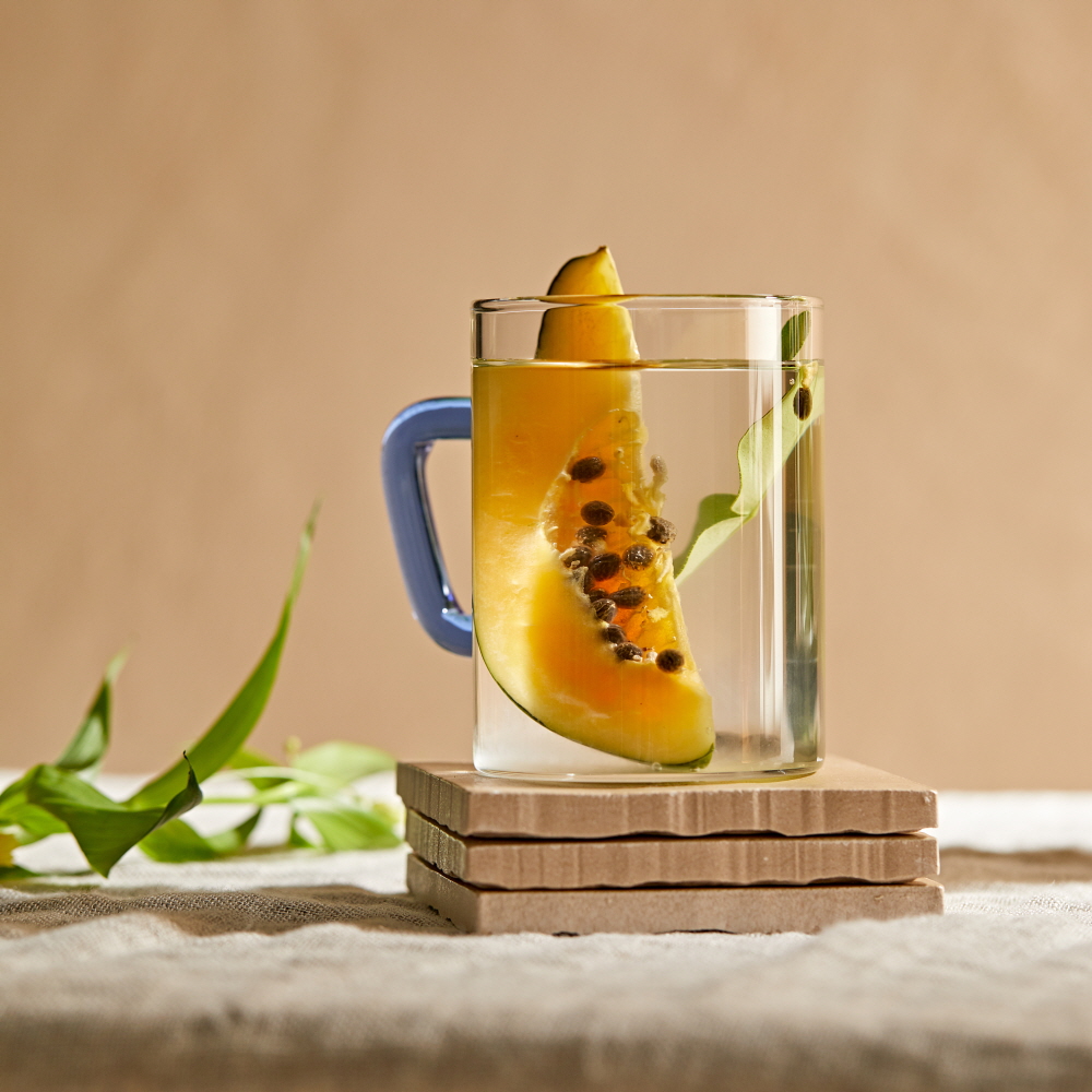 까사무띠 이중 내열 유리컵 더블월 홈카페 맥주잔 / 350ml, 2개, 콰드로블루