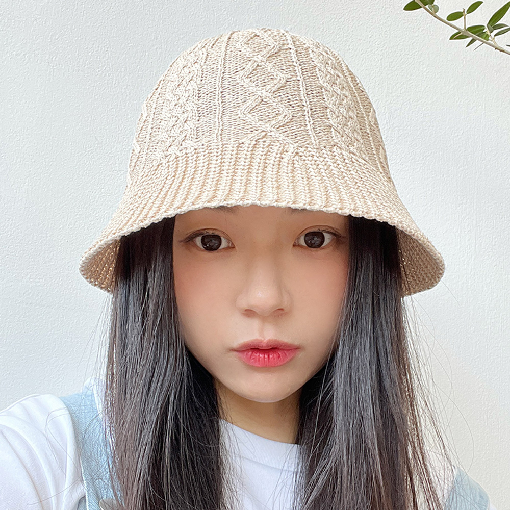 여름 뜨게 니트 꽈배기 여성 벙거지 플로피햇 버킷햇 모자 - 상세 이미지 2