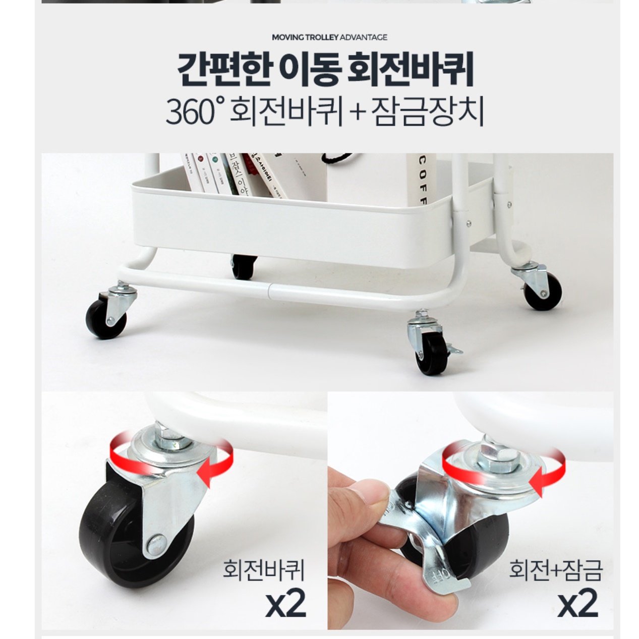 바퀴달린 이동식수납장 다용도실수납장 이동형 미니 콘솔수납장 틈새 트롤리 팬트리 토지 3단 - 상세 이미지 2