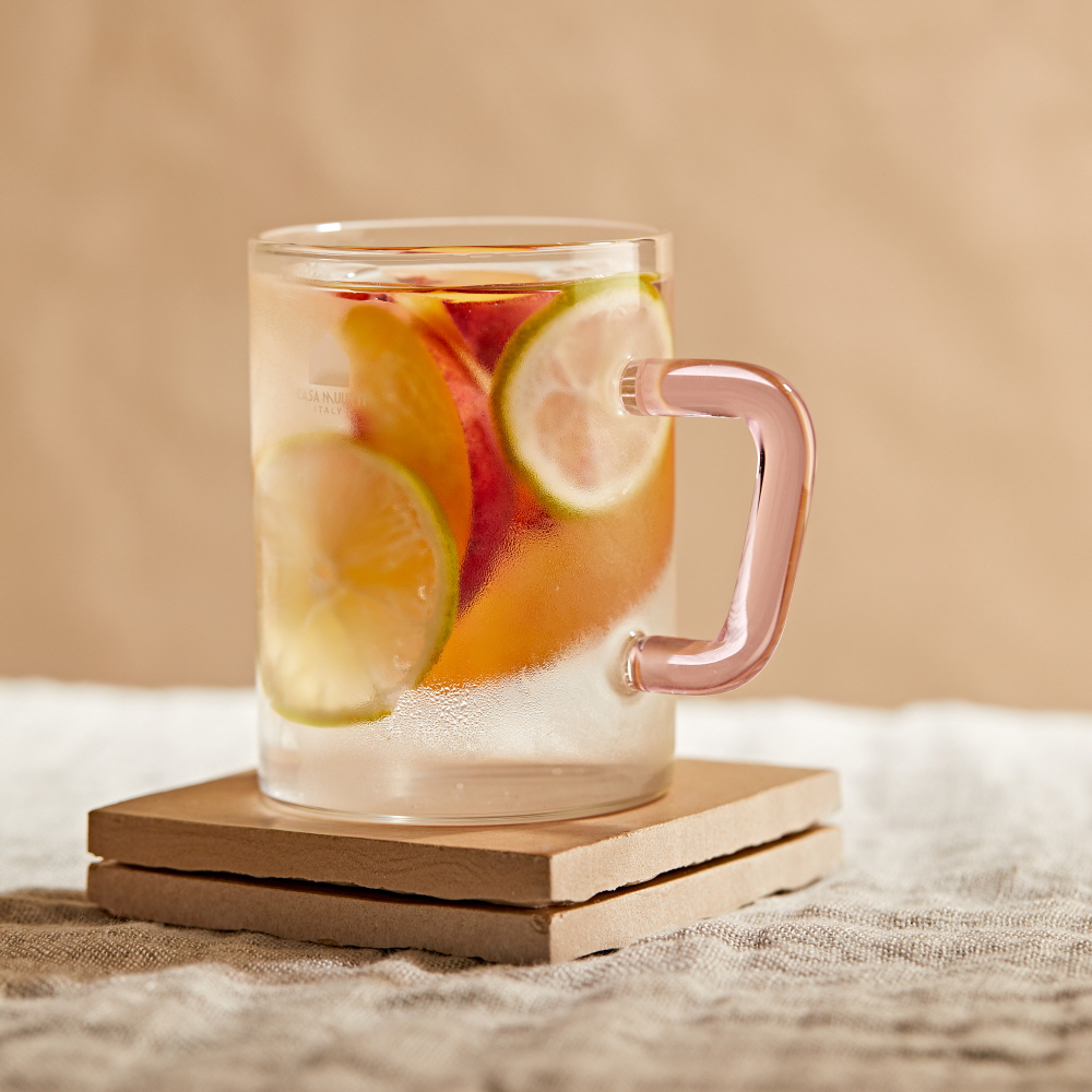 까사무띠 이중 내열 유리컵 더블월 홈카페 맥주잔 / 350ml, 2개, 콰드로핑크