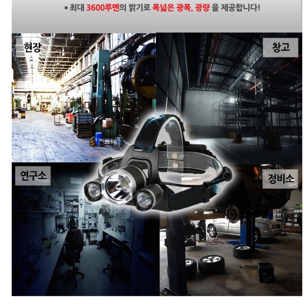 낚시용 등산용 헤드랜턴 밴드형 헤드라이트 머리 전등 이미지 7