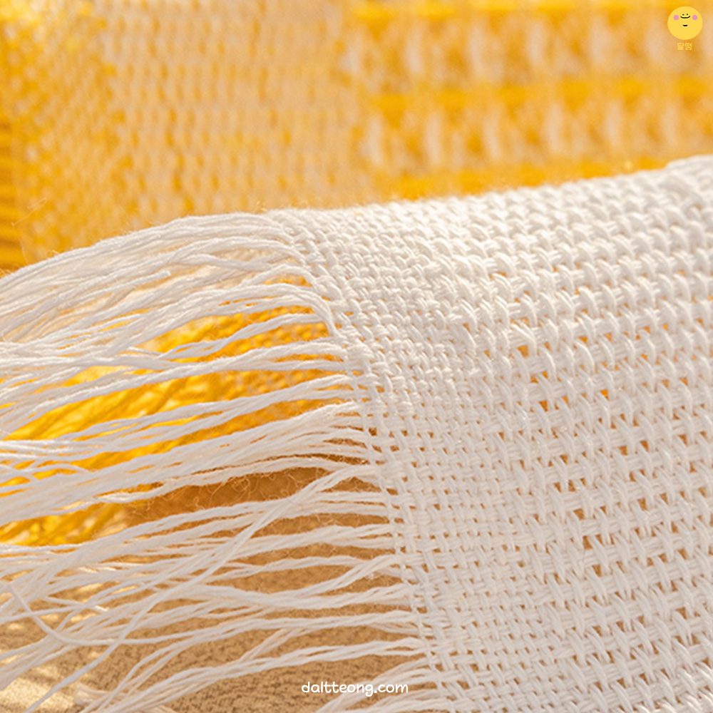 달떵 사계절 인견 시어서커 옐로우 체크 쇼파 커버 천갈이 덮개 패드 블랭킷 180x180