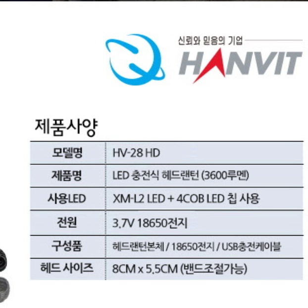 낚시용 등산용 헤드랜턴 밴드형 헤드라이트 머리 전등 - 상세 이미지 4