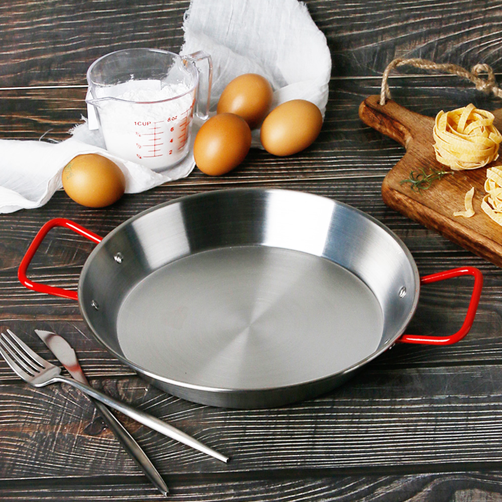 국내생산 304스텐 빠에야팬 접시 후라이팬 브런치팬 26cm, 레드 - 상세 이미지 5