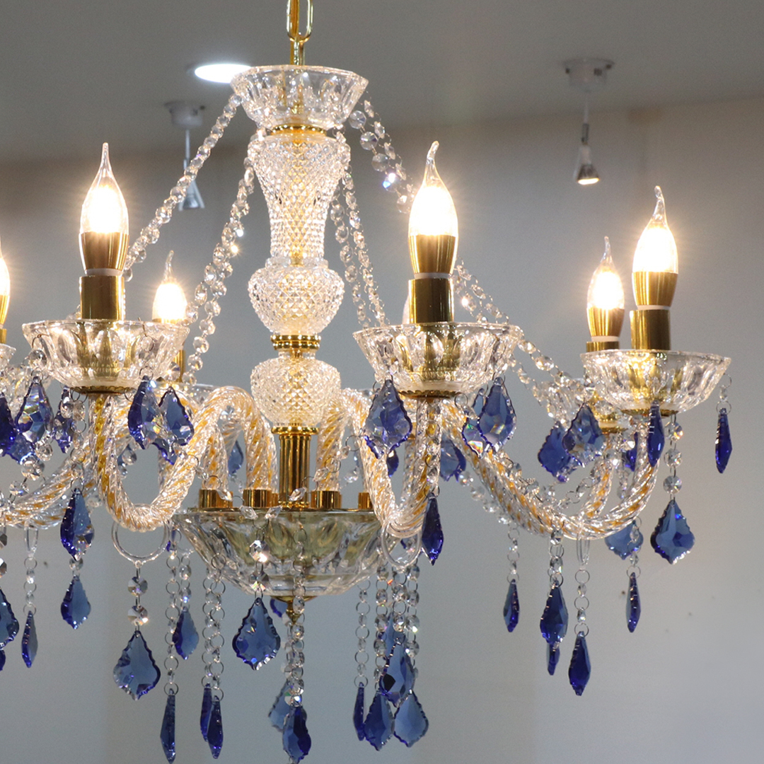샹들리에 조명 샹드리에 대형 거실 크리스탈 샹제리제 8등 블루