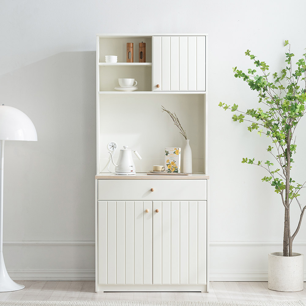 퐁듀 서랍 주방수납장 800x400x1835mm, 2단, 아이보리 - 메인 이미지