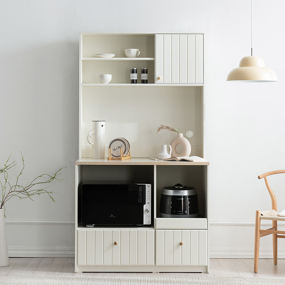 퐁듀 홈카페 전자렌지 수납장 1000 상부장세트