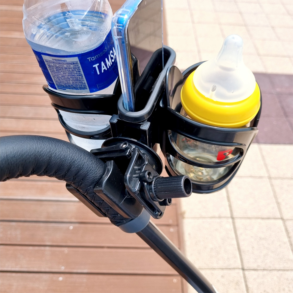 르메이어 3in1 유모차 핸드폰 스마트폰 컵홀더 거치대 2구 + 다용도 벨크로 유모차 걸이 2P 세트