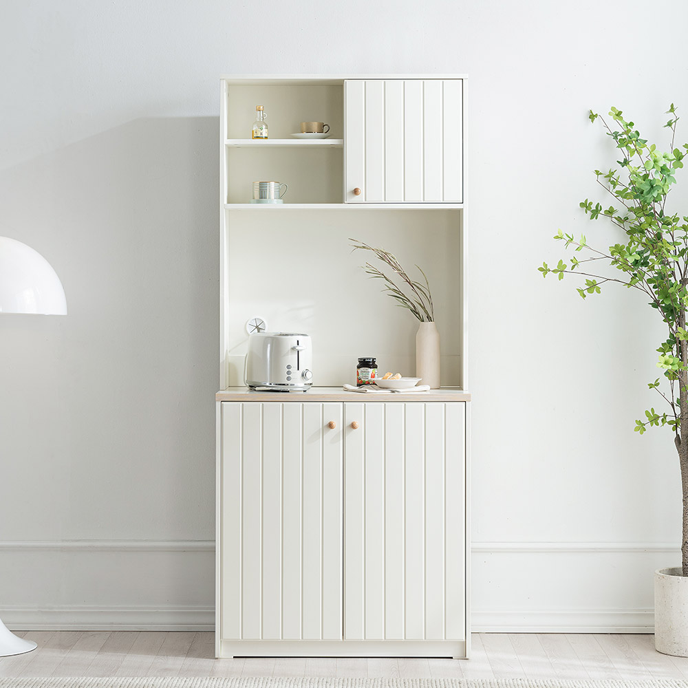 퐁듀 주방 수납장 800X400X1835mm, 2단, 아이보리 - 메인 이미지