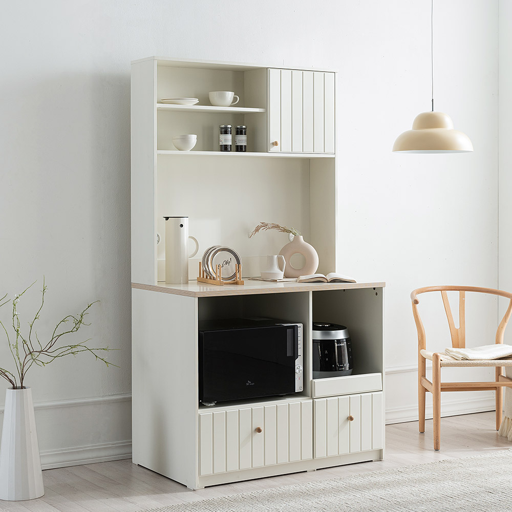 퐁듀 전자레인지 수납장 1000X600X1835mm, 2단, 아이보리