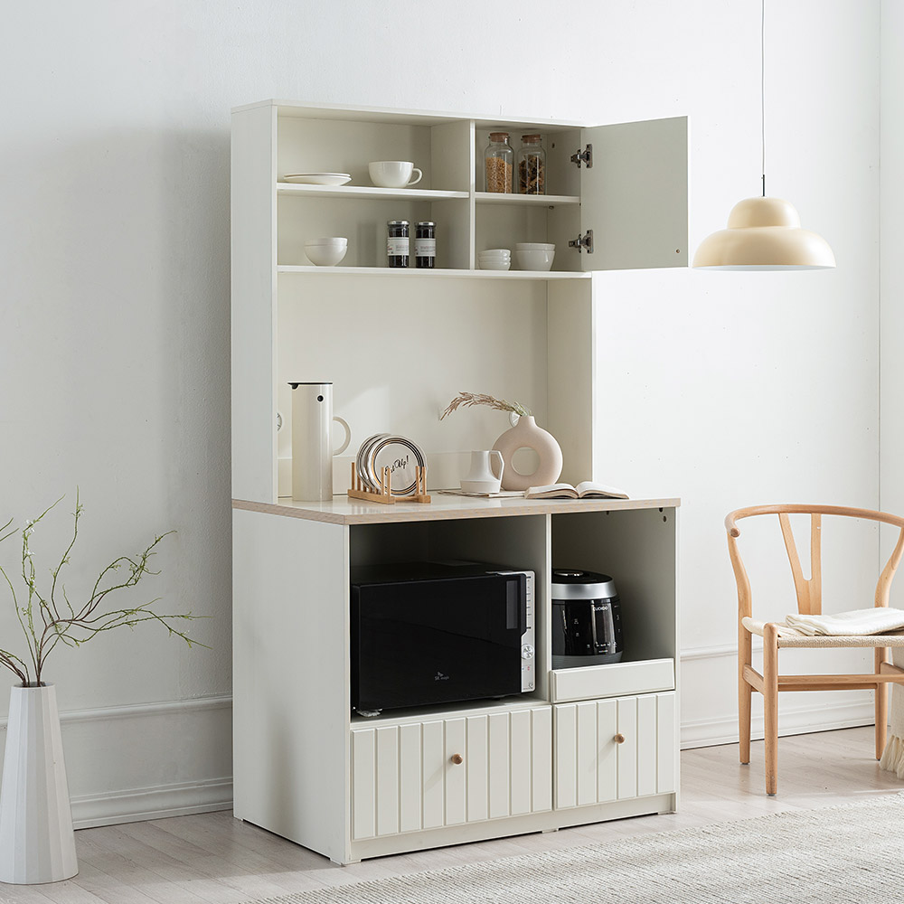 퐁듀 홈카페 전자렌지 수납장 1000 상부장세트