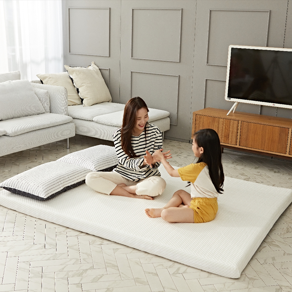 잠스쿨 엄마품 메모리폼 토퍼매트리스 바닥 침대 이불 요 3단 접이식 Q