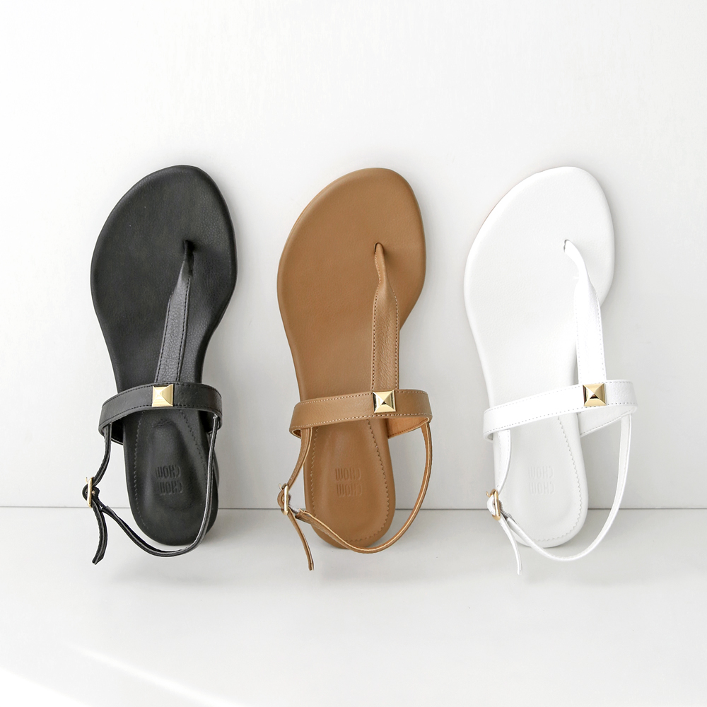 천연소가죽 T스트랩 여성 쪼리샌들 4cm - 상세 이미지 4