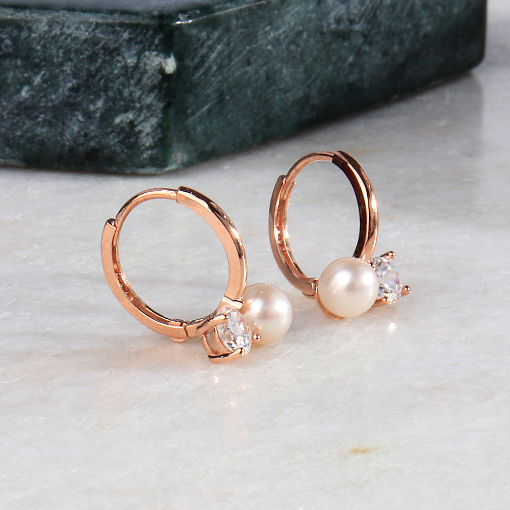 천연 담수 진주 큐빅 더블 귀걸이 결혼식 하객 데이트 생일 여자 친구 선물 듀오 탄생석