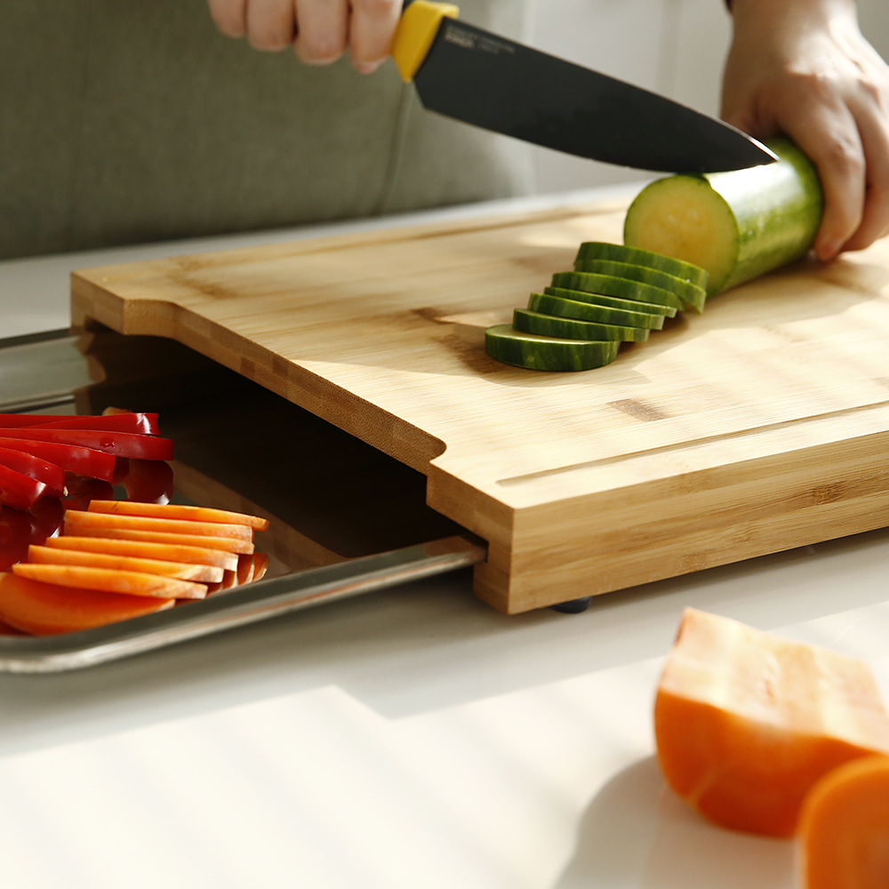 트리엔 대나무 트레이 도마 스텐 304 쟁반 커팅보드 세트