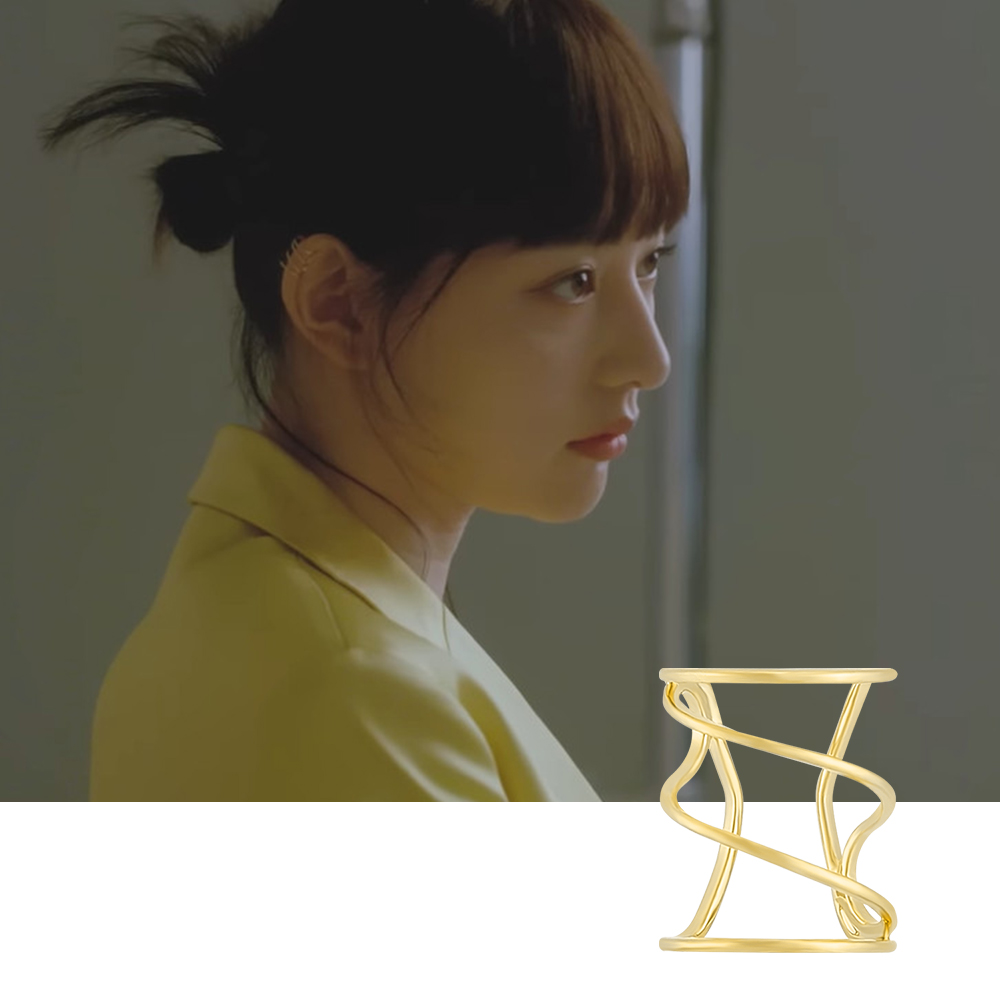 폴브리알 웨이브 라인 이어커프 귀안뚫는귀걸이 남자 귀찌 전여빈 PDBE0158 - 상세 이미지 2