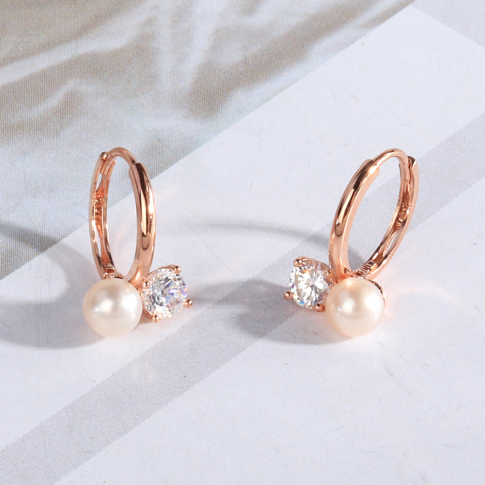 천연 담수 진주 큐빅 더블 귀걸이 결혼식 하객 데이트 생일 여자 친구 선물 듀오 탄생석