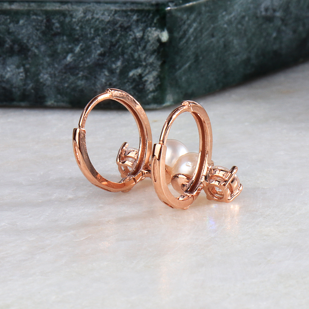 천연 담수 진주 큐빅 더블 귀걸이 결혼식 하객 데이트 생일 여자 친구 선물 듀오 탄생석