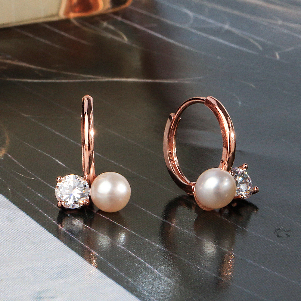 천연 담수 진주 큐빅 더블 귀걸이 결혼식 하객 데이트 생일 여자 친구 선물 듀오 탄생석