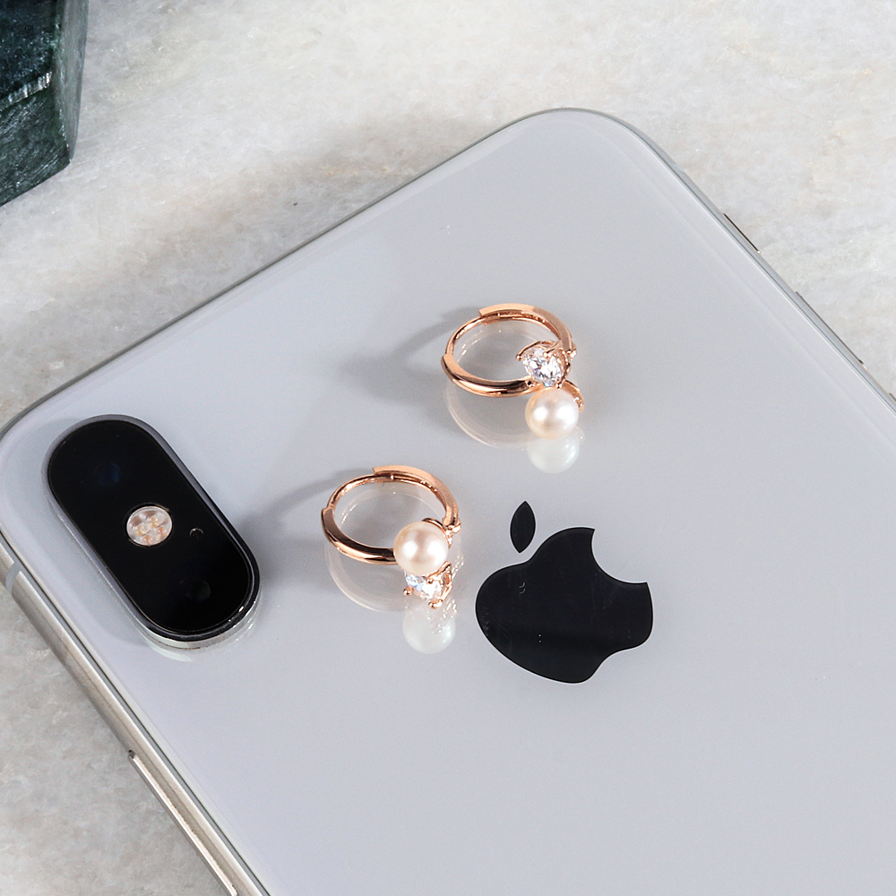 천연 담수 진주 큐빅 더블 귀걸이 결혼식 하객 데이트 생일 여자 친구 선물 듀오 탄생석