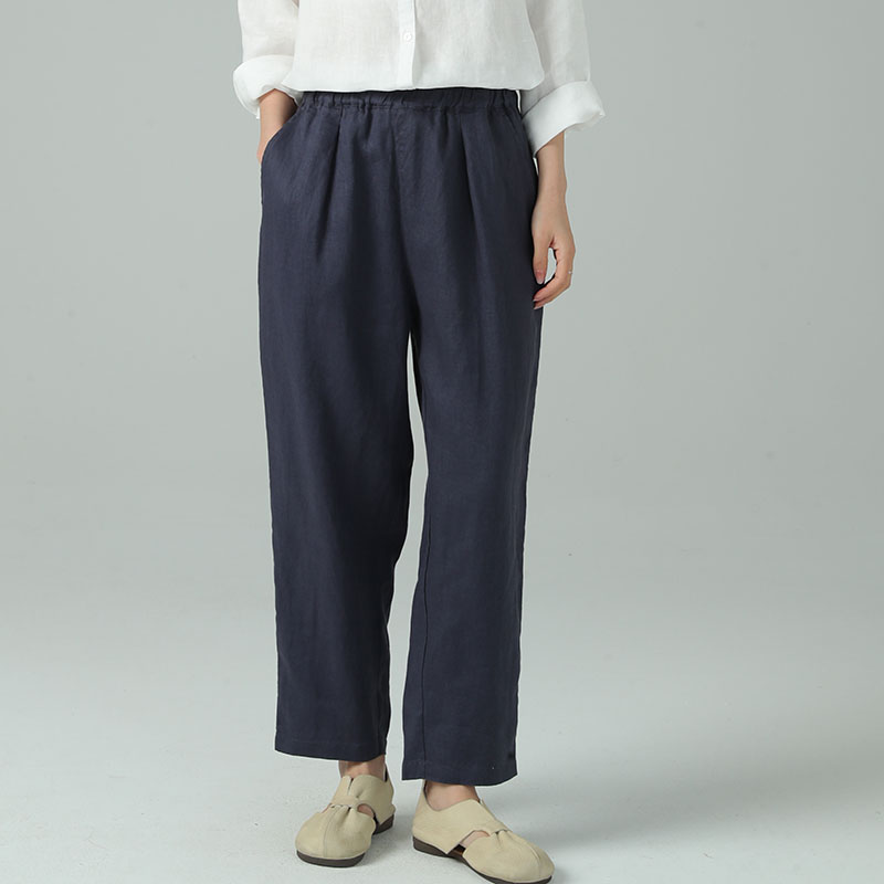 하마마스 여름 린넨 9부 허리끈 밴딩팬츠 - 상세 이미지 3