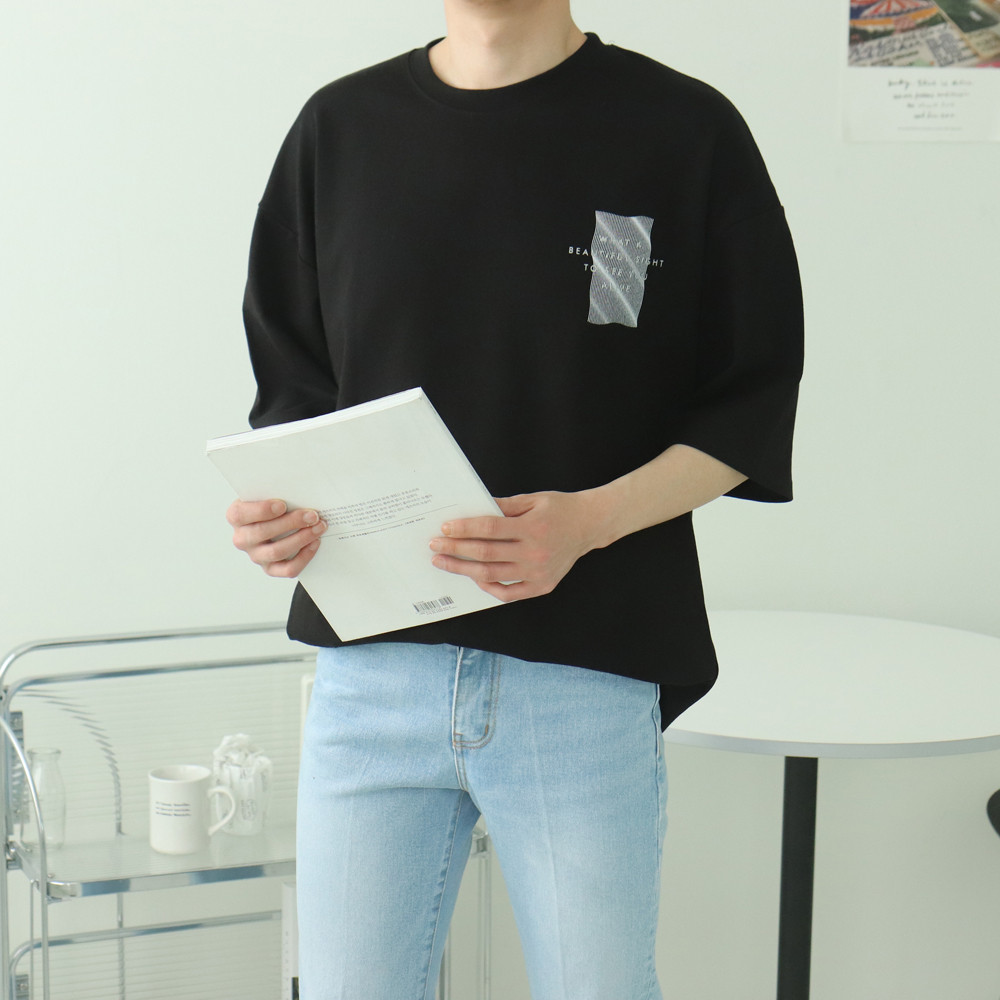 남자반팔티 커플 7부 여름 남성오버핏반팔티 - 상세 이미지 3