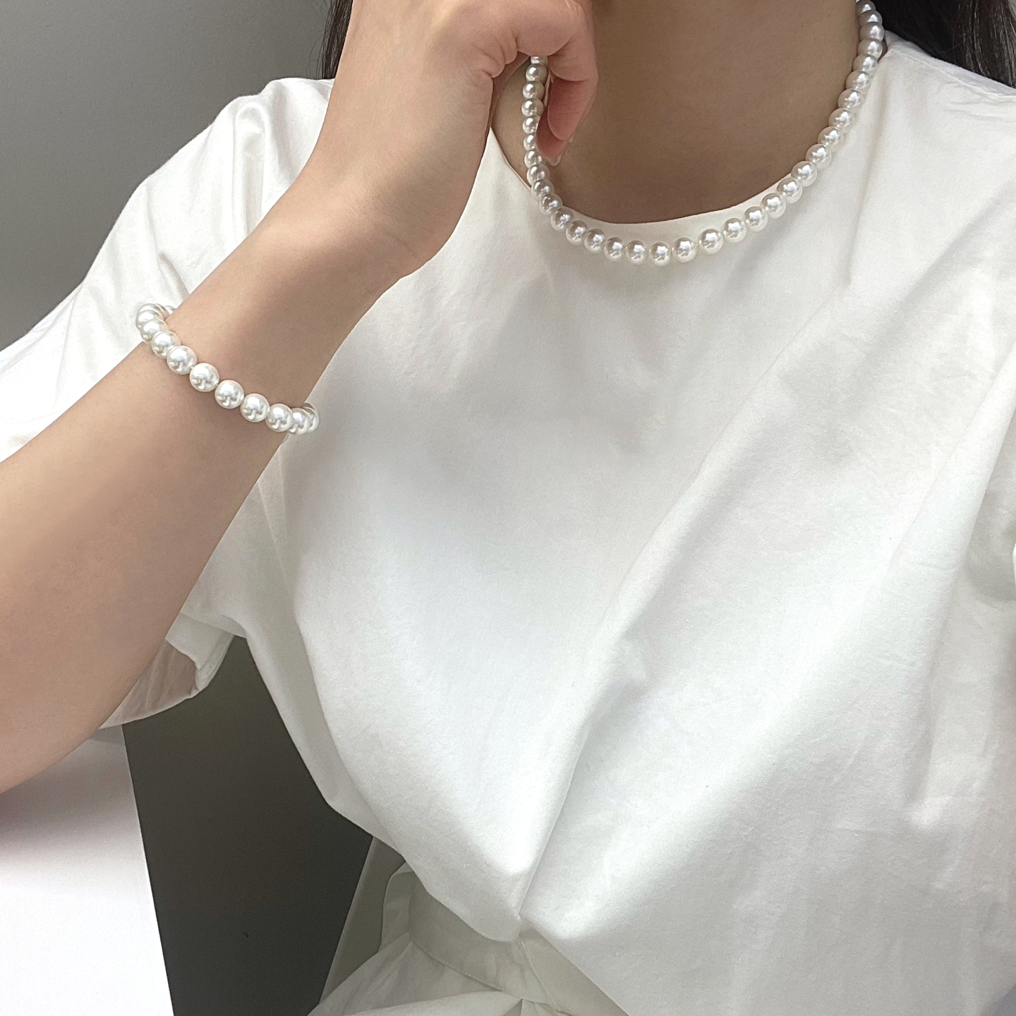 진주 팔찌 3종 동글 미니 귀여운 이니셜 추가 가능 - 상세 이미지 3