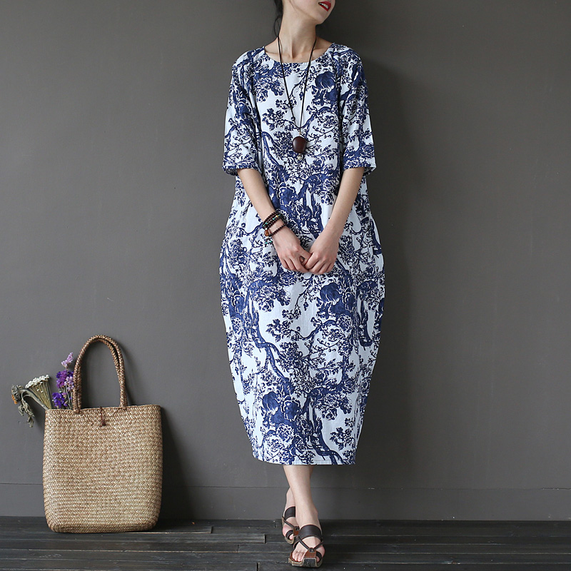 하마마스 여름 루즈핏 프린팅 원피스 77 빅사이즈 오버핏