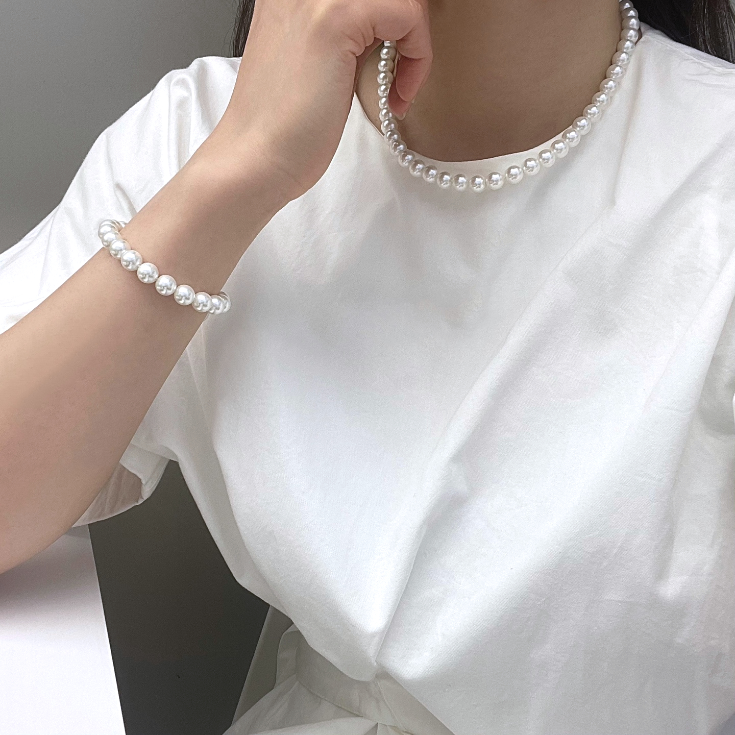 진주 목걸이 3종 남자 여자 롱 초크 명품 목걸이 이미지 6