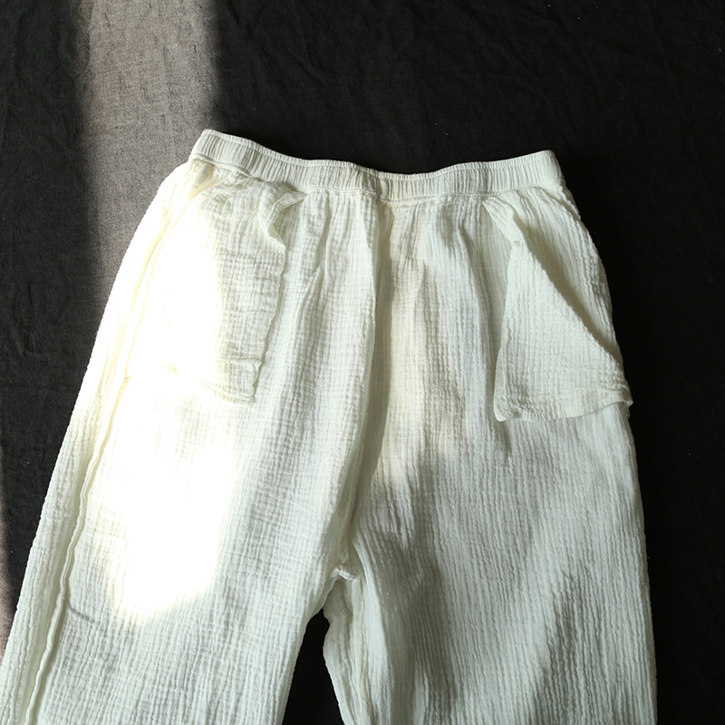 하마마스 봄 여름 면 주름 9부 일자바지 블라우스 - 상세 이미지 5