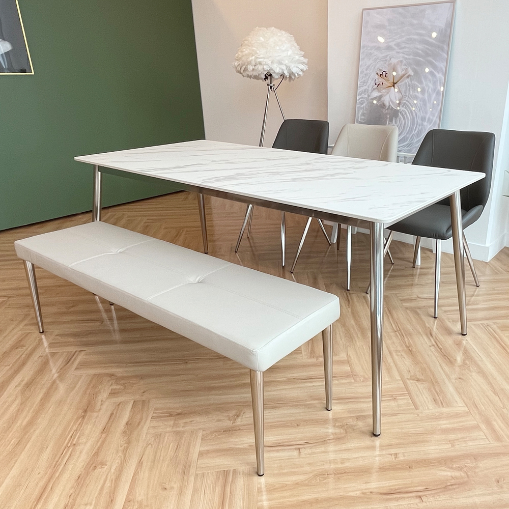 식탁연구소 클래시 6인용 세라믹식탁 세트 이태리 포세린 의자3 벤치