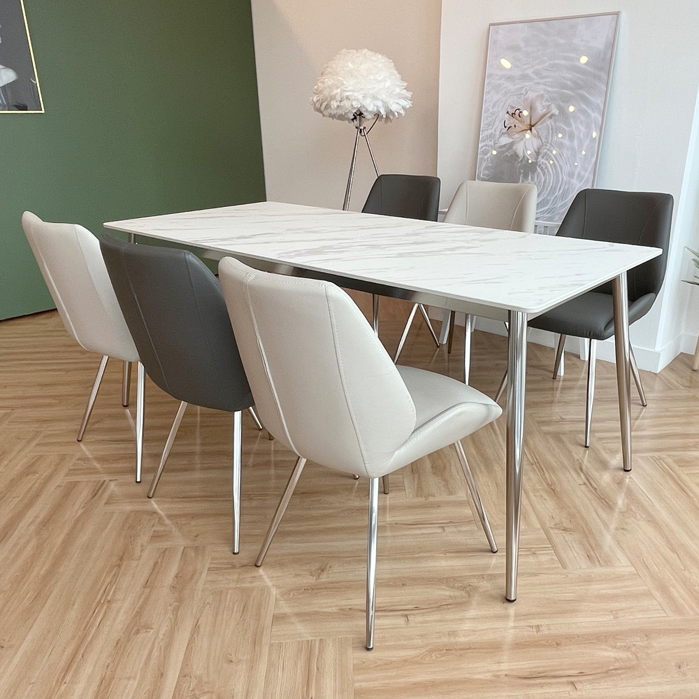 식탁연구소 클래시 6인용 세라믹식탁 세트 이태리 포세린 의자3 벤치