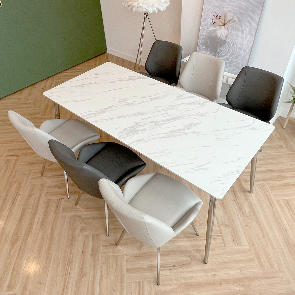 식탁연구소 클래시 6인용 세라믹식탁 세트 이태리 포세린 의자3 벤치