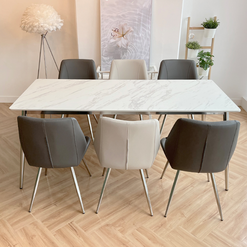 식탁연구소 클래시 6인용 세라믹식탁 세트 이태리 포세린 의자3 벤치