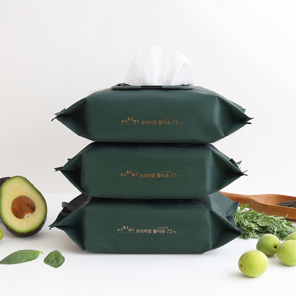 한스웰 시치미 평량 80g 프리미엄 엠보싱 아기물티슈 캡형 72매입 10팩