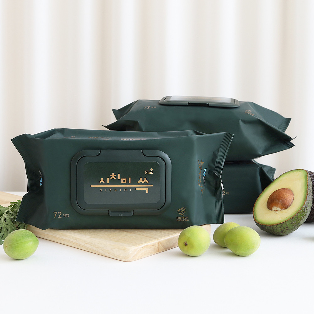 한스웰 시치미 평량 80g 프리미엄 엠보싱 아기물티슈 캡형 72매입 10팩