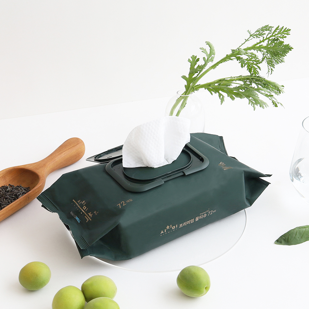 한스웰 시치미 평량 80g 프리미엄 엠보싱 아기물티슈 캡형 72매입 10팩