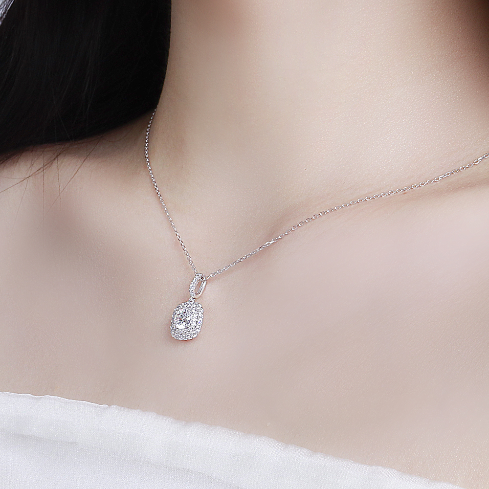 5부 다이아 목걸이 IGI 랩 GIA 더블 헤일로 라운드 스퀘어 예물 결혼 기념일 선물 - 상세 이미지 2