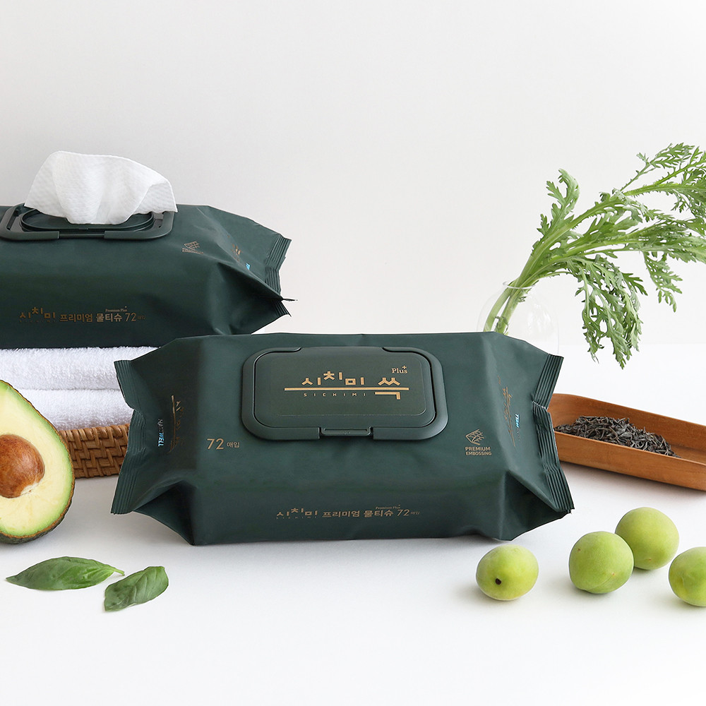 한스웰 시치미 평량 80g 프리미엄 엠보싱 아기물티슈 캡형 72매입 10팩