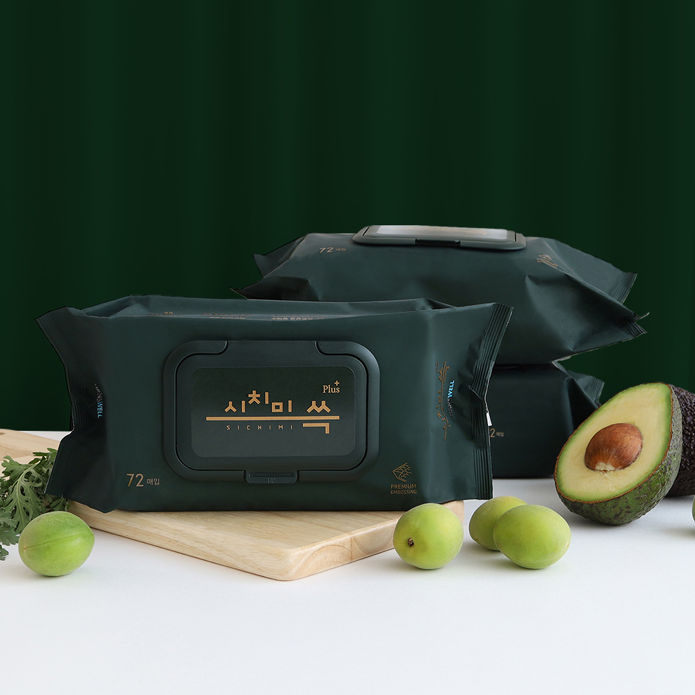 한스웰 시치미 평량 80g 프리미엄 엠보싱 아기물티슈 캡형 72매입 10팩