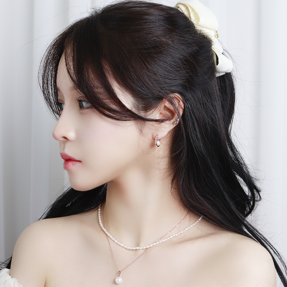 핵 진주 6미리 링 귀걸이 원터치 한복 혼주 결혼식 여자 친구 선물 루다 14K 18K - 상세 이미지 3