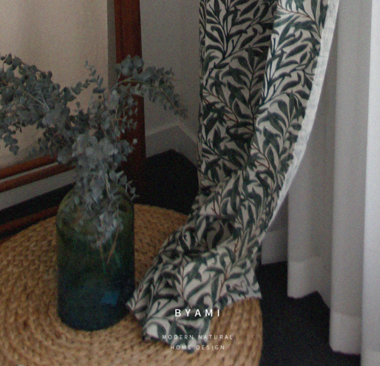 올리비아 린넨 커튼 프린트 빈티지 맞춤제작 핀커튼