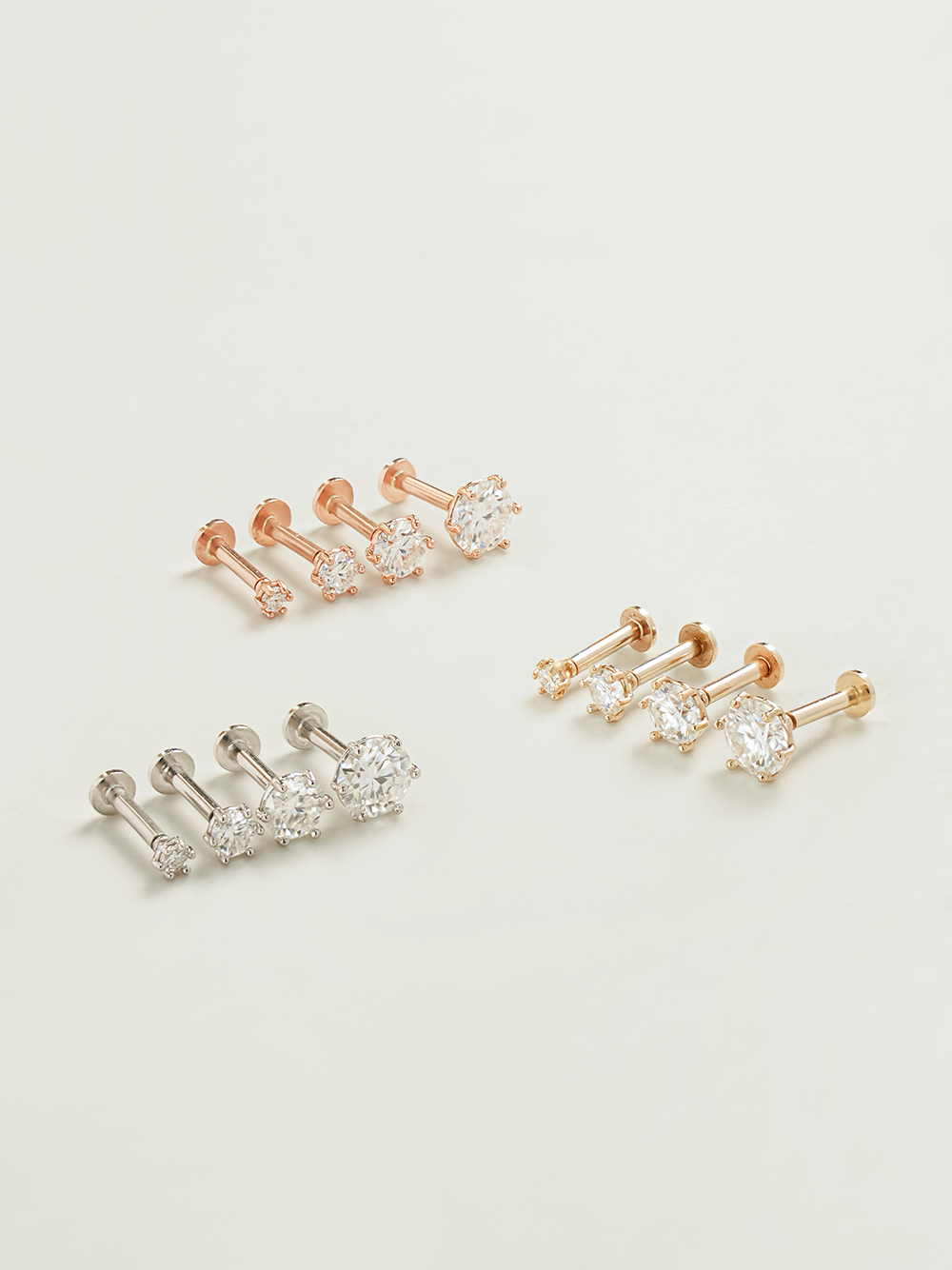 [0.8mm]14K 인터널 모이사나이트 다이아 육발 라블렛 피어싱 이미지 3
