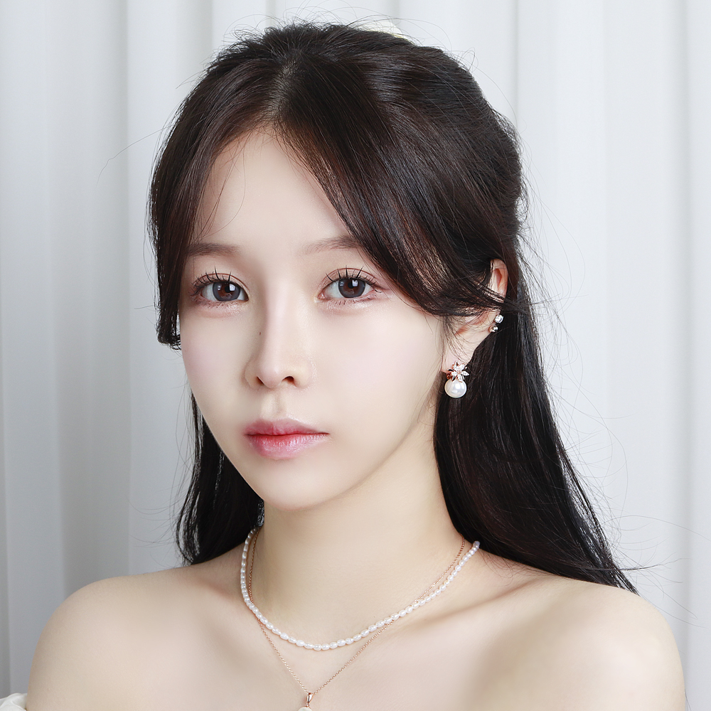 핵 진주 10미리 플라워 귀걸이 원터치 큐빅 한복 혼주 친구 생일 선물 순백 14K 18