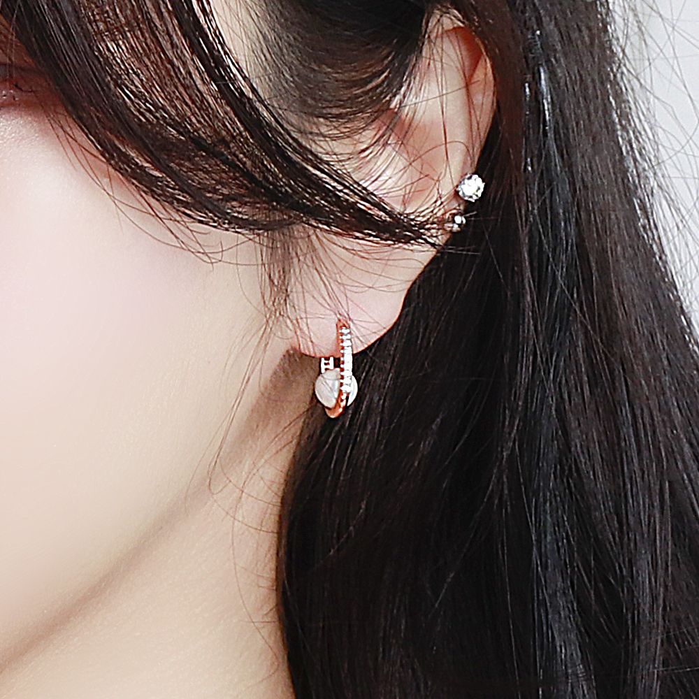 핵 진주 6미리 링 귀걸이 원터치 한복 혼주 결혼식 여자 친구 선물 루다 14K 18K - 상세 이미지 2