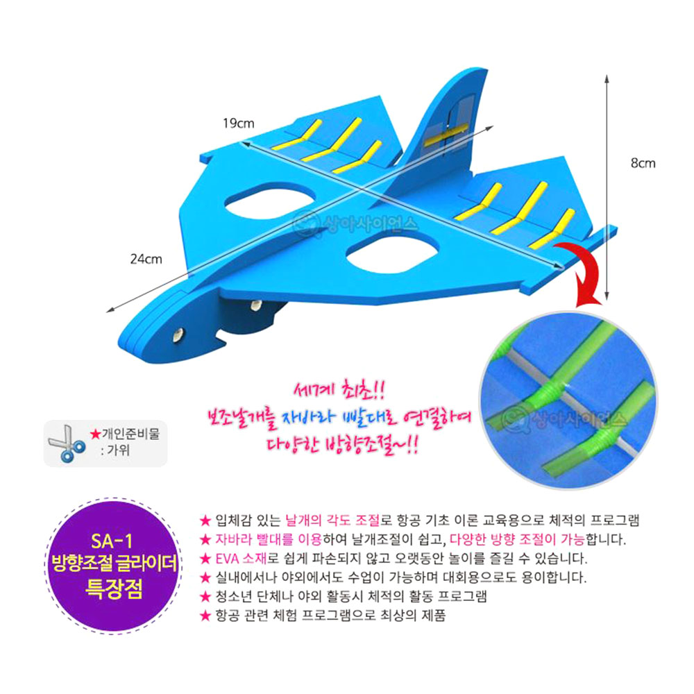 SA-1 글라이더 만들기 방향조절 보조날개 발사 비행기 원리 슬랫 플랩 고양력장치 학습 - 상세 이미지 2
