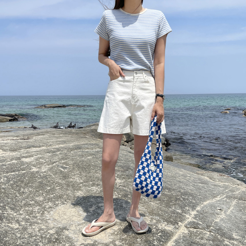 하이웨스트 여성 반바지 면 여자여름바지 썸머반바지 4부 A라인 숏팬츠 키작녀 화이트 블랙