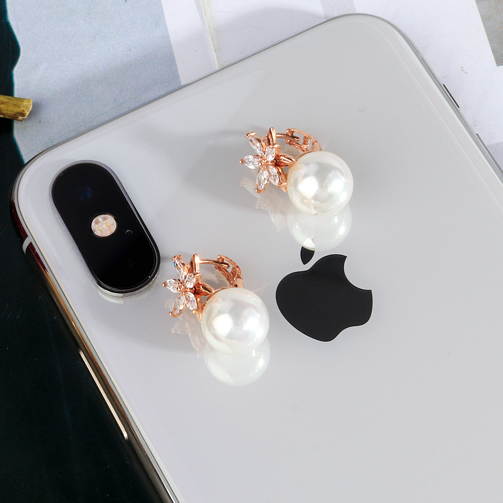 핵 진주 10미리 플라워 귀걸이 원터치 큐빅 한복 혼주 친구 생일 선물 순백 14K 18